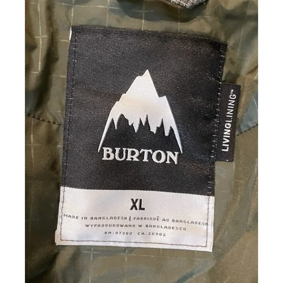 Burton Covert Dhaka Snowboard Ski Jacket Mens XL Living Lining Gray Hooded Nice